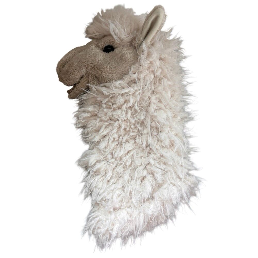 Folkmanis Alpaca Stage Puppet Plush Cream White Shaggy Long Hair Llama Toy Fuzzy